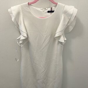 Tommy Hilfiger Ivory Ruffle Sleeve Dress